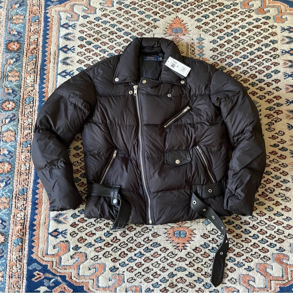 Polo Ralph Lauren Black Moto Down Puffer Jacket